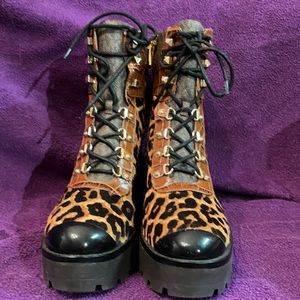 Michael Kors Kylie Lace Up Bootie Printed Haircalf